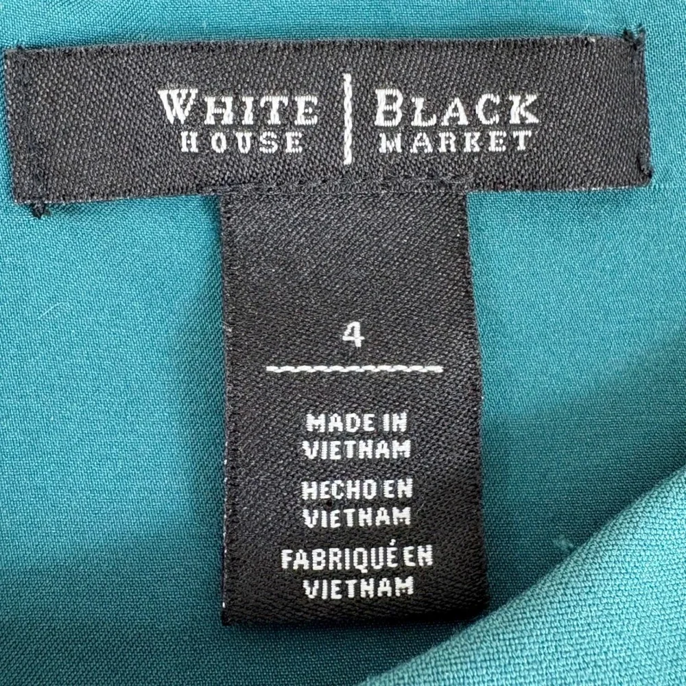 White House Black Market Teal Asymmetric‎ Stitched Sheath Dress 4 Office Chic